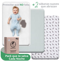 Mommybelly 2 sábanas bajeras + protector, Elefantes