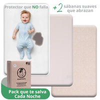 Mommybelly 2 sábanas bajeras + protector, Beige