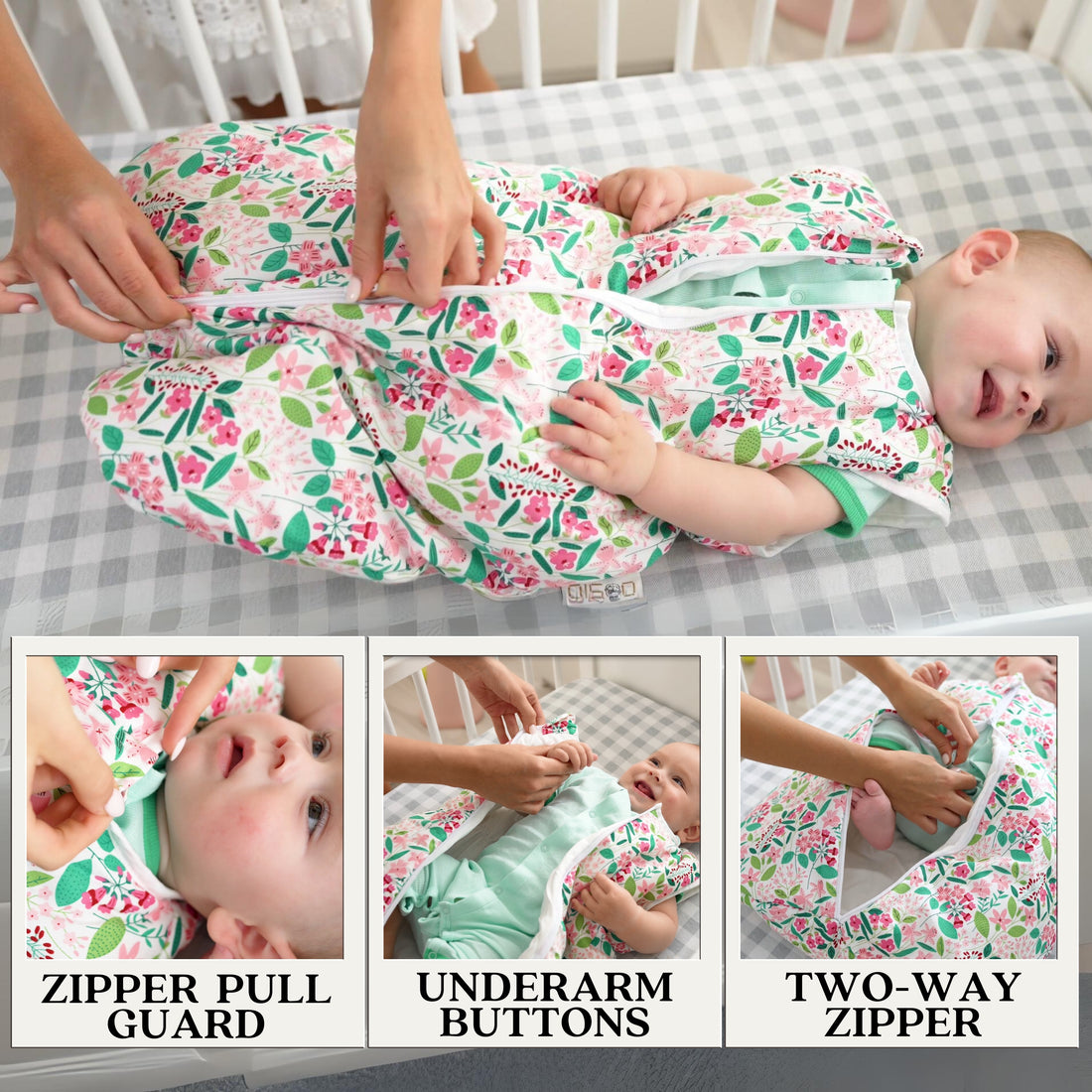 Baby Sleeping Bag by Bisoo - 2.5 TOG - 100% Cotton - Adjustable 0–6m / 6–18m