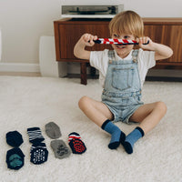 Bisoo Non-Slip Socks | Set of 5 Pairs | Oeko-Tex Cotton | Unicorns or Dinosaurs