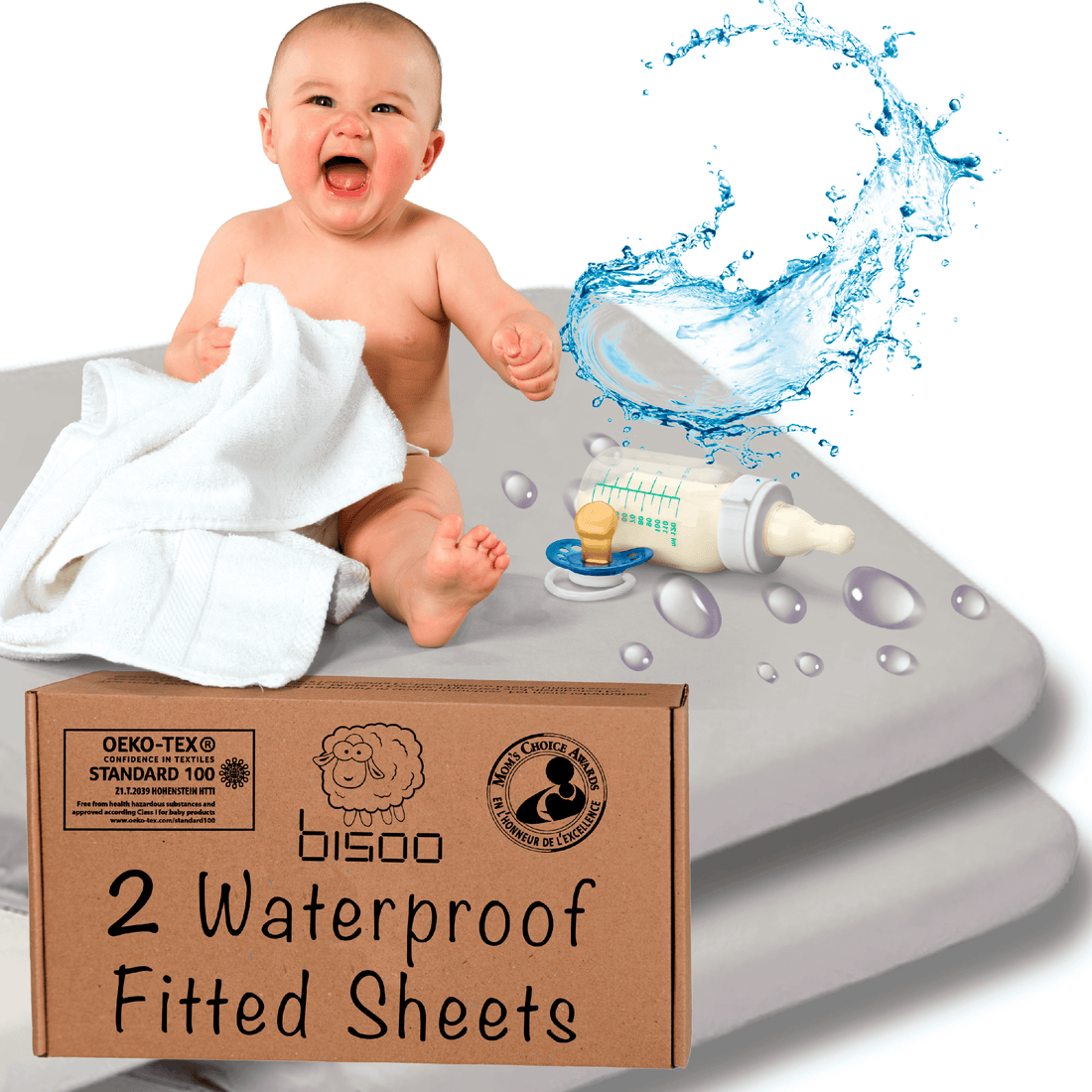 "The Magic Sheet by Bisoo" 2-in-1 Top Waterproof Fitted Sheet for Babies & Toddlers