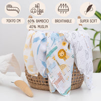 Bisoo Baby Muslin Squares | Ultra Soft Bamboo & Cotton | 70x70cm | Your Everyday Lifesaver