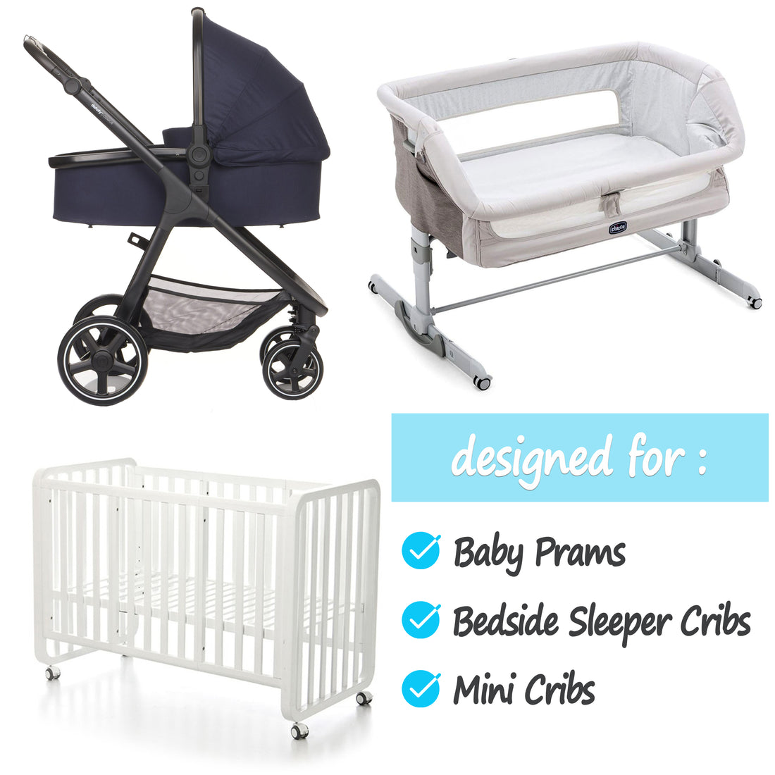 Muslin Essentials for Cribs & Prams | Fitted Sheets, Blanket & Pillow Set