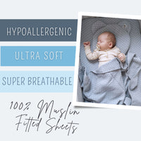 Muslin Essentials for Cribs & Prams | Fitted Sheets, Blanket & Pillow Set