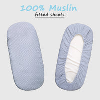 Muslin Essentials for Cribs & Prams | Fitted Sheets, Blanket & Pillow Set