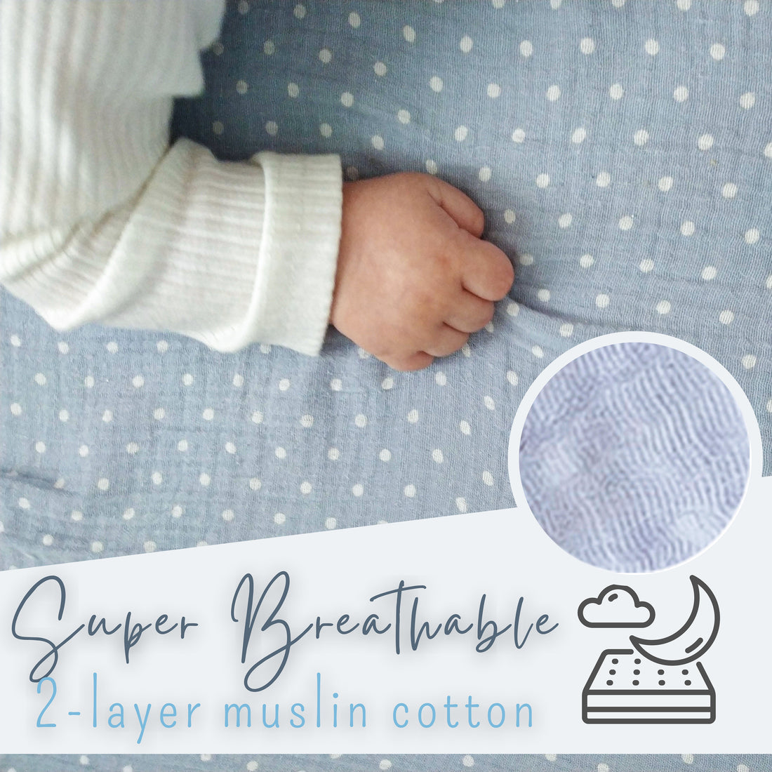 Muslin Essentials for Cribs & Prams | Fitted Sheets, Blanket & Pillow Set