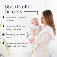 Bisoo Baby Muslin Squares | Ultra Soft Bamboo & Cotton | 70x70cm | Your Everyday Lifesaver