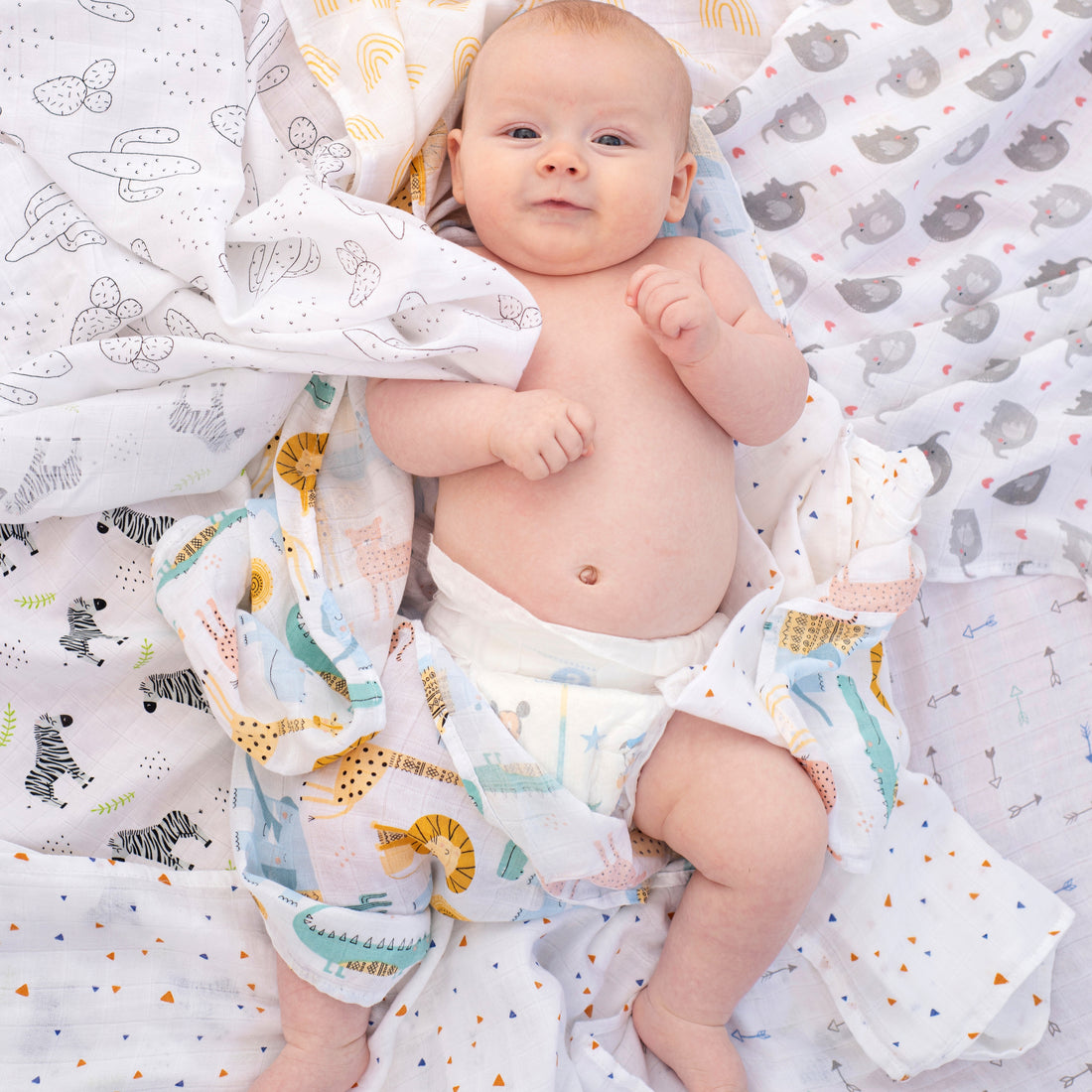Bisoo Baby Muslin Squares | Ultra Soft Bamboo & Cotton | 70x70cm | Your Everyday Lifesaver