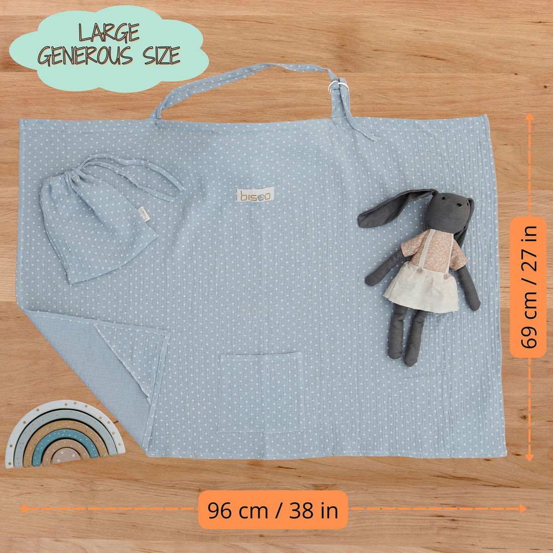 Nursing Cover by Bisoo - 100% Cotton Muslin | Lightweight, Adjustable & Breathable