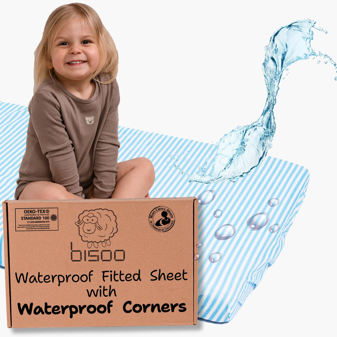 Baby sleeping peacefully on The Magic Sheet waterproof fitted crib sheet