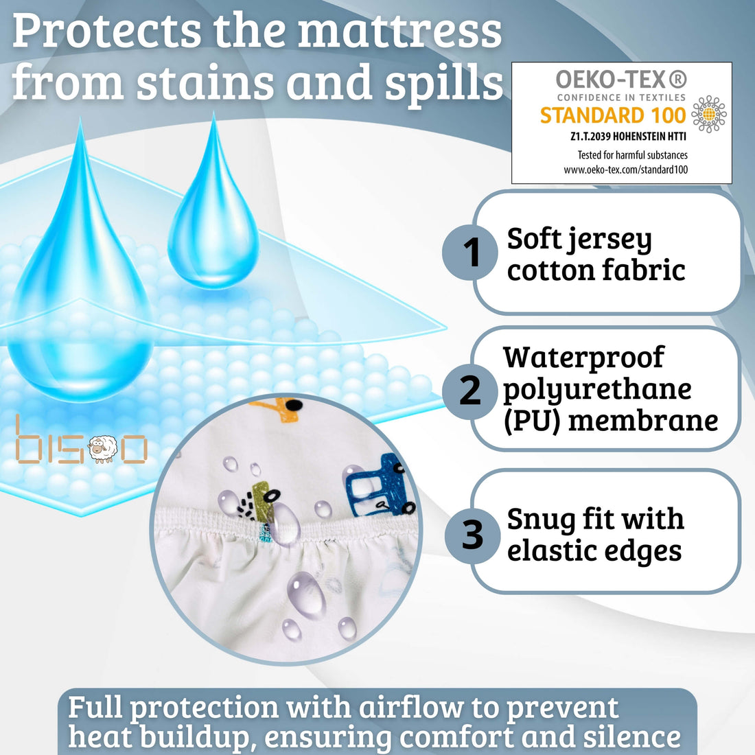 Baby sleeping peacefully on The Magic Sheet waterproof fitted crib sheet