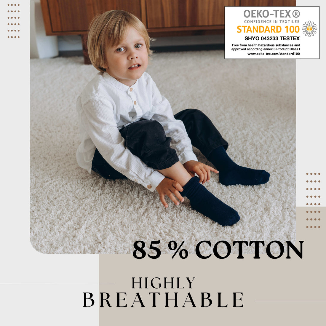 School Socks by Bisoo - 5 Pairs | Cotton | Uniform Fit | Breathable & Durable