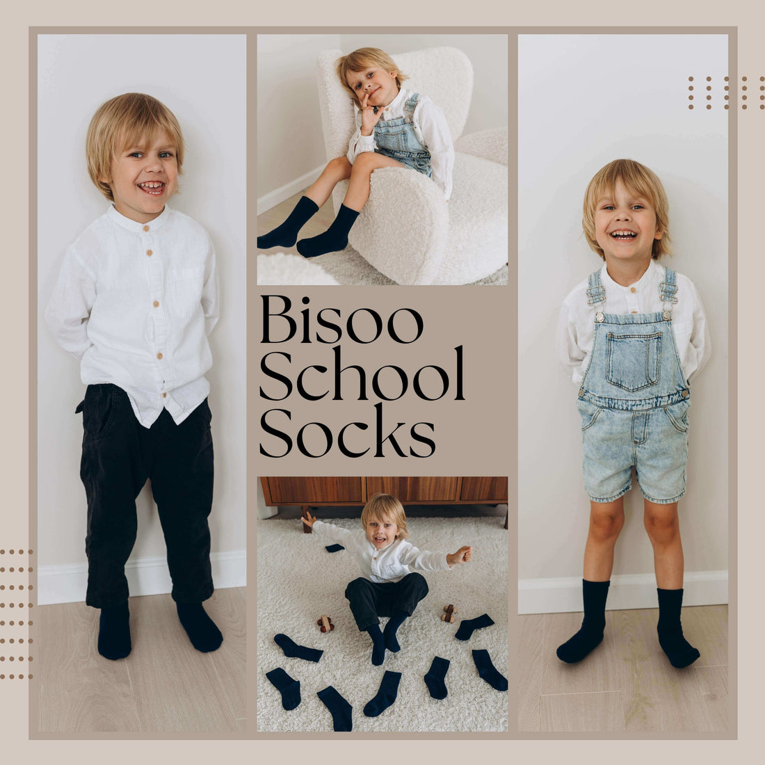 School Socks by Bisoo - 5 Pairs | Cotton | Uniform Fit | Breathable & Durable