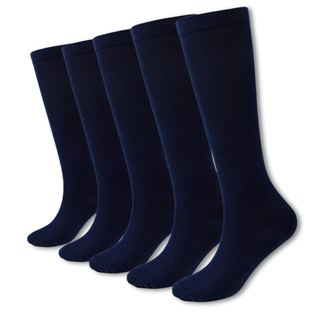 Calcetines escolares altos hasta la rodilla Bisoo azul marino, pack de 5 pares