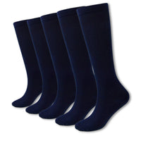 Calcetines escolares altos hasta la rodilla Bisoo azul marino, pack de 5 pares