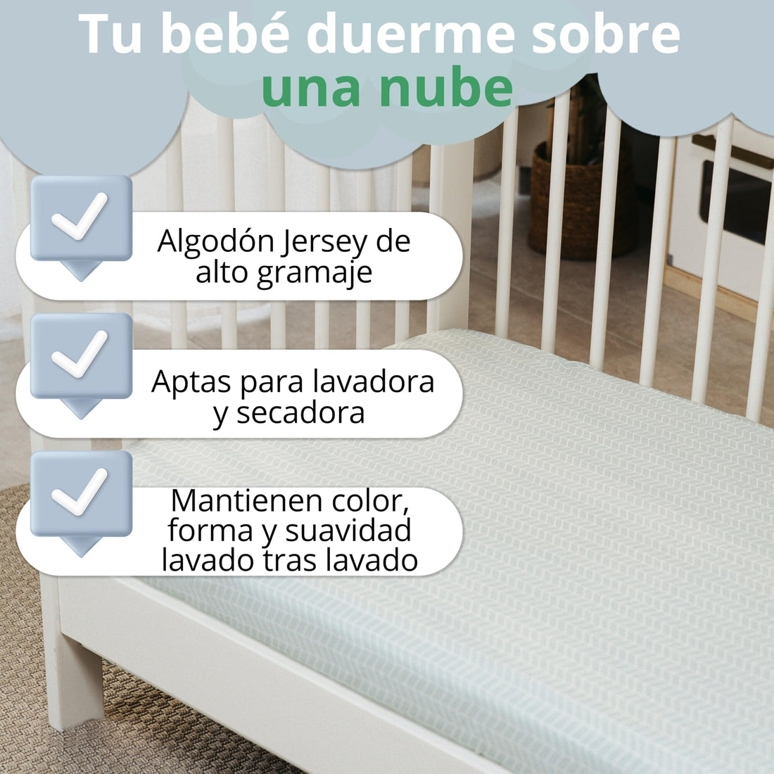 Mommybelly 2 sábanas bajeras + protector, Elefantes
