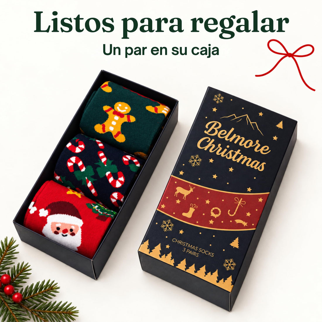 Calcetines de Navidad Belmore, Set de 3 (un par de cada)