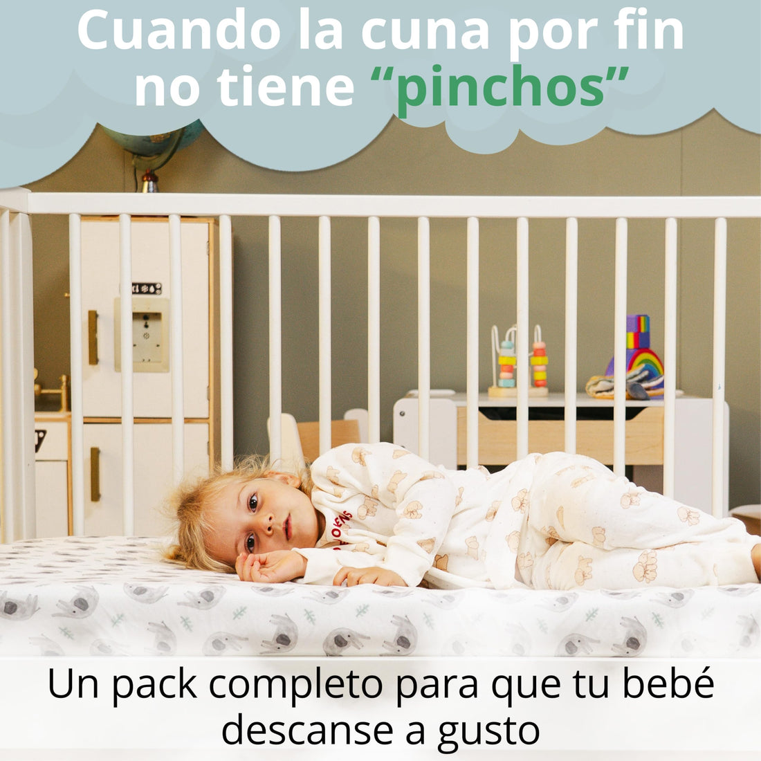 Mommybelly 2 sábanas bajeras + protector, Elefantes