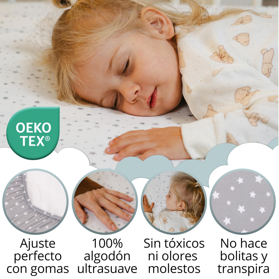 Mommybelly 2 sábanas bajeras + protector, Estrellas