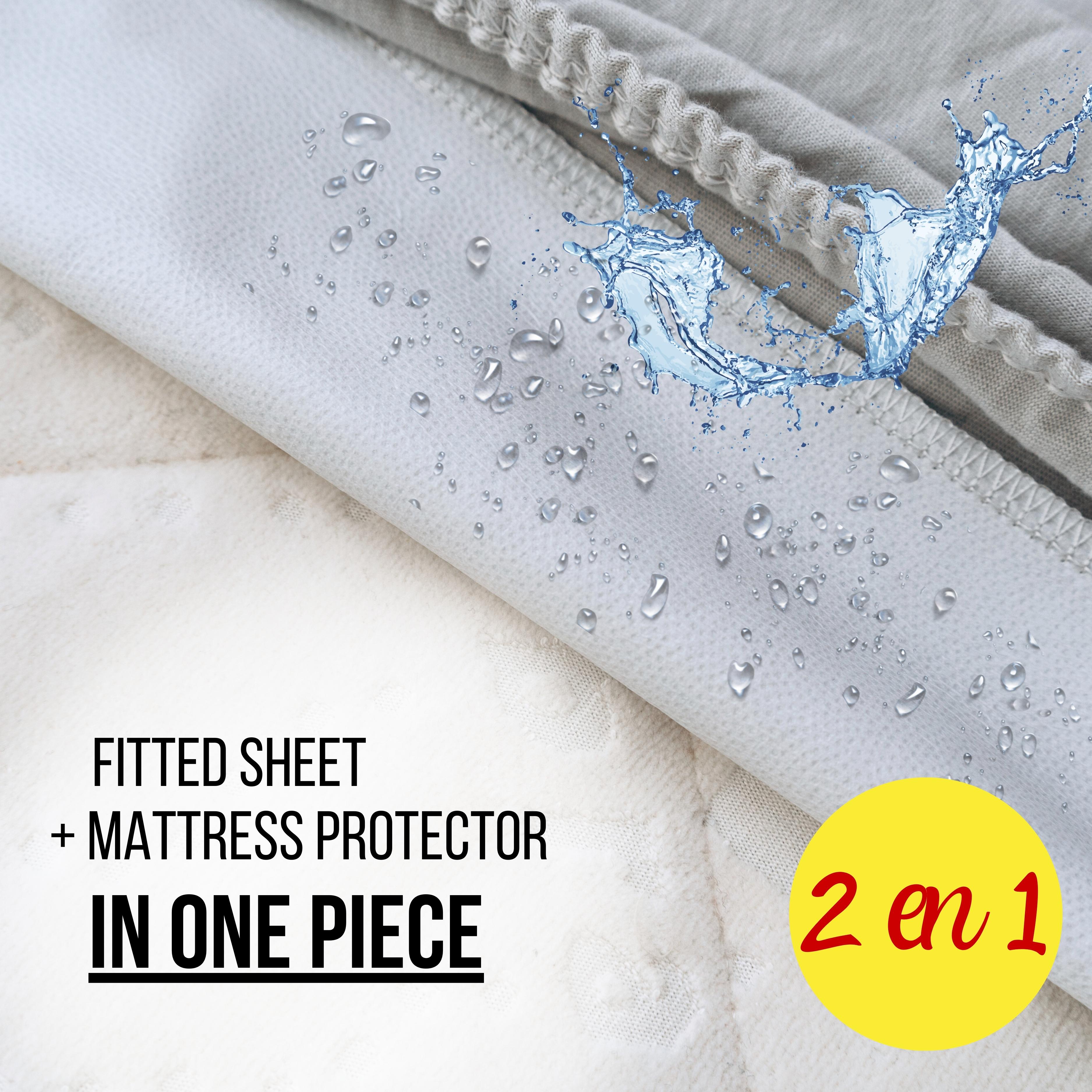 Set of 2 Waterproof Fitted Sheets 2in1