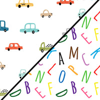 Pack de 2 sábanas bajeras totalmente impermeables Bisoo letras y minicoches