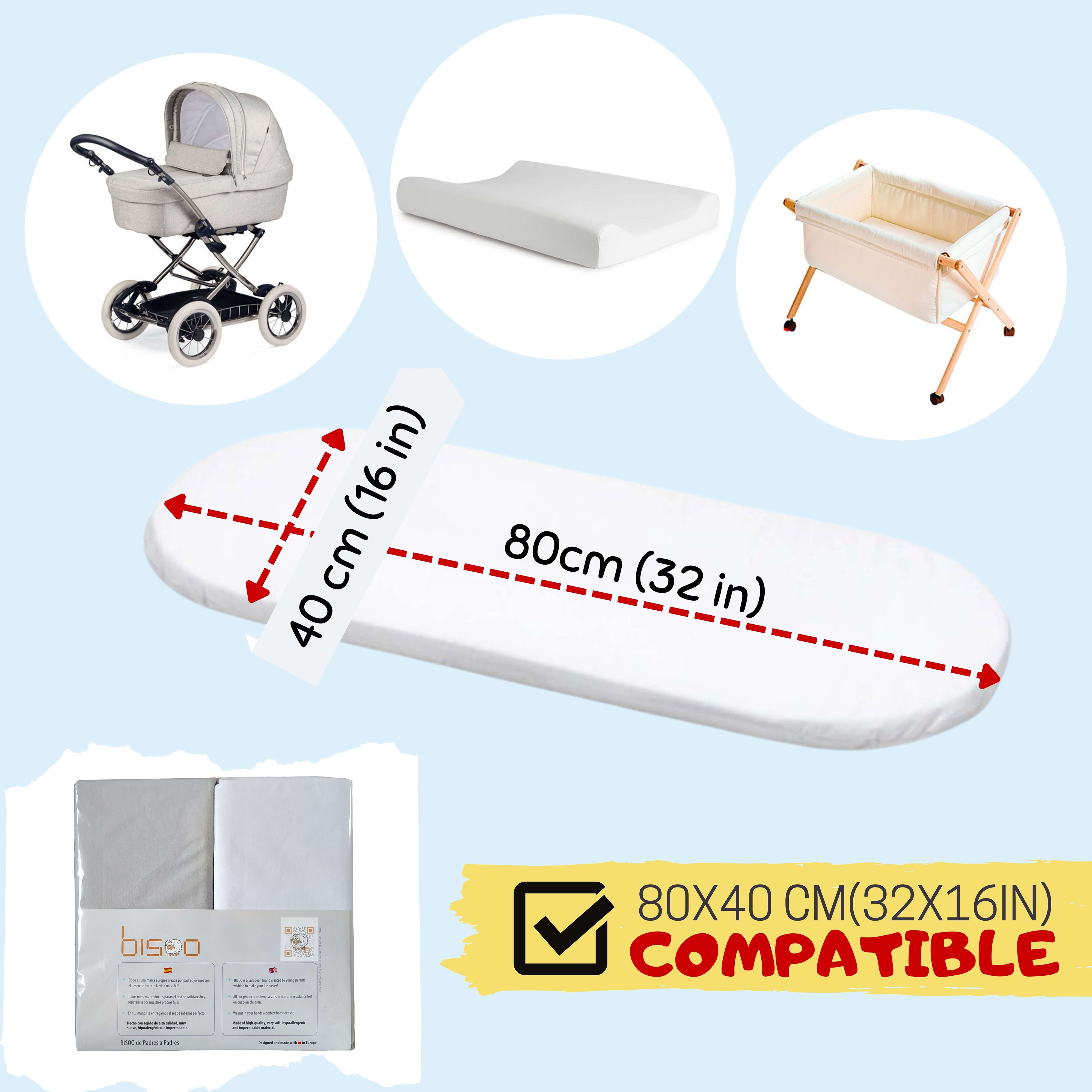 Bisoo Sabanas Capazo Bebe 35x75 cm - Sabanas Bajeras Impermeables